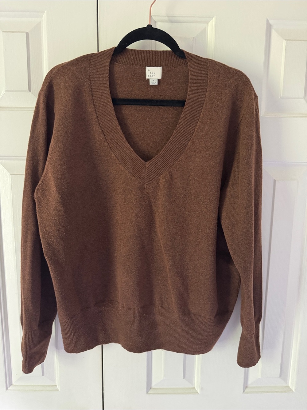 a new day Brown V-Neck Knit Sweater